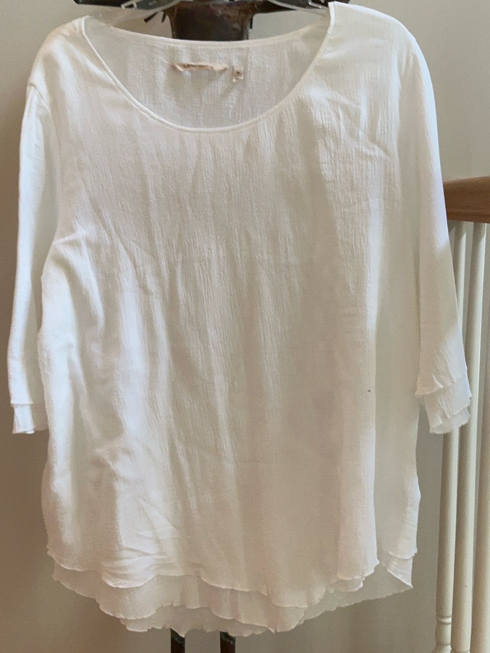 Soft Surroundings White Layered Scoop Neck Tunic